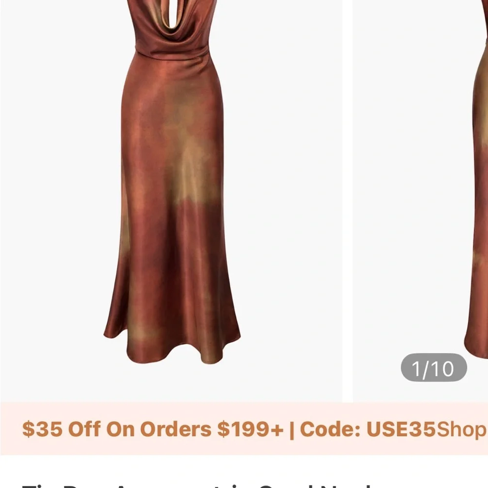 Tie Dye Asymmetric Cowl Neck
Satin Maxi Dress - Picture 4 of 8